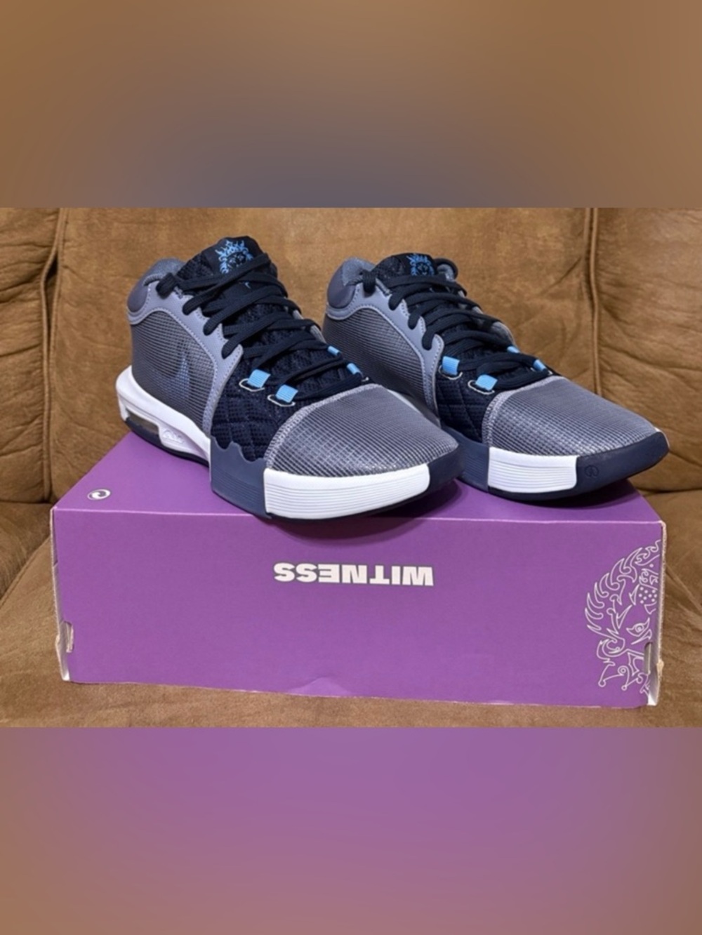 LeBron Witness VIII Gray and Navy Performance Trainers